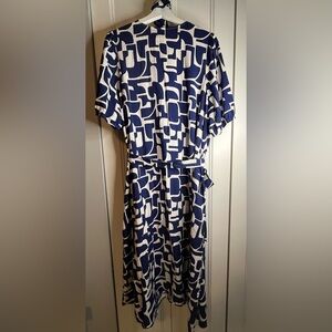 Reitmans Navy & White Abstract Wrap Midi Dress